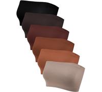 Geyoga 6 Pieces Strapless Bandeau Seamless Bralettes Stretchy Non Padded Tube Bra for Women(XX-Large,Dark Color)