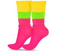 Geyoga Neon Slouch Socks,80s 90s Neon Women's Leg Warmers Extra Long Slouch Socks Soft Scrunch Knee High for Party, Rose, Neon Green, Neon Yellow, M