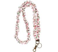 Geyoga Teacher Lanyard Retractable Scrunchie Lanyards for ID Badges Keys Neck Keychain Stretchy for Women, Nurses or Cruise(Pink Floral)