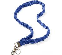 Geyoga Teacher Scrunchie Lanyards for ID Badges Keys Cute Neck Stretchy Lanyards Retractable Keychain Holder for Women Ladies, Denim Blue, 19.70inch
