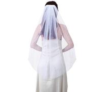 Geyoga Wedding Bridal Veil 1 Tier Pearl Wedding Bridal Tulle Veils White Hair Accessories with Comb, White, Fingertip Length 39"