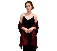 Geyoga Women Velvet Scarfs Shawls and Wraps for Evening Dresses Wedding Shawl Wraps Bridal Scarve, Burgundy, One Size