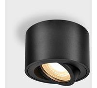 GeyouLux 1 x Black Ceiling Spotlight - Extra Flat & 38° Swivel - Diameter 80 x 50 mm - Adjustable Surface Spotlight - 5W 500LM 3000K - LED Module 230 V Included - Aluminium LED Ceiling Light