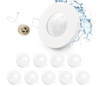 GeyouLux 10 x IP65 Recessed LED Spotlight with GU10 Socket, White Iron Ceiling Spotlights, Flat Round Bathroom Spotlight Recessed Frame 68 mm for Outdoor and Indoor Use