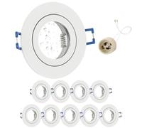 GeyouLux 10 x LED Recessed Spotlights 230 V IP44 Frame with GU10 Socket Aluminium White Round Flat Round Bathroom Recessed Frame Spotlight 68 mm for Outdoor Indoor Use
