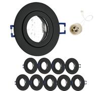GeyouLux 10 x Recessed LED Spotlights 230 V IP44 Frame with GU10 Socket Black Aluminium Ceiling Spotlights Round Flat Bathroom Recessed Frame Spotlights 68 mm for Outdoor Indoor Use