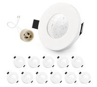 GeyouLux 12 x IP65 Recessed LED Spotlight Frame with GU10 Socket, White Iron Ceiling Spotlights, Flat Round Bathroom Spotlight Recessed Frame 68 mm for Outdoor and Indoor Use