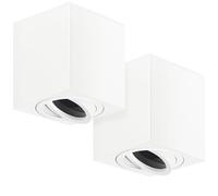 GeyouLux 2 x Adjustable Surface Mounted Spotlights, GU10 230 V, Ceiling Spotlights Ø80 x 84 mm, LED Ceiling Light GU10 Socket, Downlight Lamp Lighting for GU10 and LED Modules, White Square