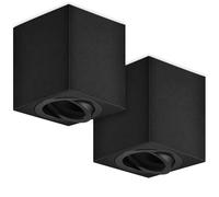 GeyouLux 2 x Adjustable Surface Mounted Spotlights, GU10 230 V, Ceiling Spotlights Ø80 x 84 mm, LED Ceiling Light GU10 Socket, Downlight Lamp Lighting for GU10 and LED Modules, Black-Square