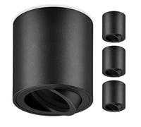 GeyouLux 4 x Adjustable Surface Mounted Spotlight, Round GU10 230V Ceiling Spotlights Ø80 x 84 mm, Black