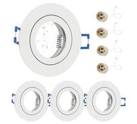 GeyouLux 4 x LED Recessed Spotlights 230 V IP44 Frame with GU10 Socket Aluminium White Round Flat Round Bathroom Recessed Frame Spotlight 68 mm for Outdoor Indoor Use