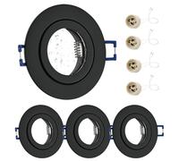 GeyouLux 4 x LED Recessed Spotlights 230 V IP44 Frame with GU10 Socket Black Aluminium Ceiling Spotlights Round Flat Round Bathroom Recessed Frame Spotlights 68 mm for Outdoor Indoor Use