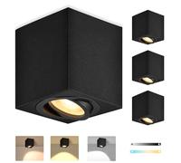 GeyouLux 4 x Square Dimmable Ceiling Spotlights, Diameter 80 x 84 mm, Adjustable 30°, Ceiling Spotlights Included Replaceable 65W LED Modules, 3000K/4000K/6500 Aluminium Downlight (Black)