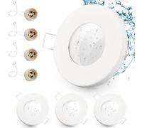 GeyouLux 4x IP65 Recessed LED Spotlight Frame with GU10 Socket, White Iron Ceiling Spotlights, Flat Round Bathroom Spotlight Recessed Frame 68 mm for Outdoor - Indoor