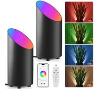 GeyouLux 5W RGBW LED Uplight Dimmable Spotlight, 16 Million Colours Living Room Floor Lamp with Remote Control, App Control, Timer, Music Mode for Living Room, Video Games, Black 2 Pieces