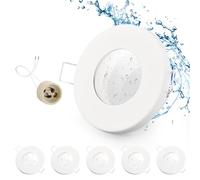 GeyouLux 6 x IP65 Recessed LED Spotlight with GU10 Socket, White Iron Ceiling Spotlights, Flat Round Bathroom Spotlight Recessed Frame 68 mm for Outdoor and Indoor Use