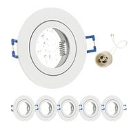 GeyouLux 6 x LED Recessed Spotlights 230 V IP44 Frame with GU10 Socket Aluminium White Round Flat Round Bathroom Recessed Frame Spotlight 68 mm for Outdoor Indoor Use