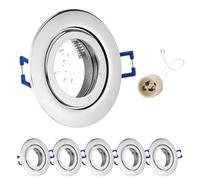 GeyouLux 6 x LED Recessed Spotlights 230 V IP44 Frame with GU10 Socket Chrom Aluminium Ceiling Spotlights Round Flat Round Bathroom Recessed Frame 68 mm for Outdoor Indoor Use