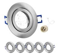 GeyouLux 6 x LED Recessed Spotlights 230 V IP44 Frame with GU10 Socket Nickel Aluminium Ceiling Spotlights Round Flat Round Bathroom Recessed Frame Spotlights 68 mm for Outdoor Indoor Use