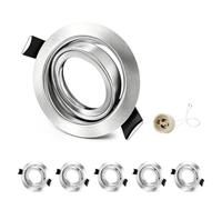 GeyouLux 6X GU10 Downlight Frame Nickel, 45° Adjustable Iron Recessed Spotlight Bezel, 68-75mm Cut Out, Ø87mm Slim, 230V GU10 Ceramic Holder, IP20 Indoor, Bulbs Not Included
