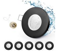 GeyouLux 6x IP65 Recessed LED Spotlight Frame with GU10 Socket Black Iron Ceiling Spotlights Round Flat Bathroom Recessed Frame Spotlights 68 mm for Outdoor Indoor