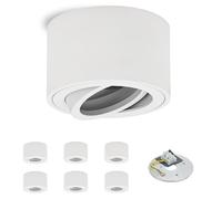 GeyouLux Ceiling Spotlight Diameter 80 x 50 mm Ultra-Flat 45° Rotatable Surface Mounted Spotlight, Aluminium Round White Matt Appearent Downlight Ceiling Lamp for LED Modules, Bulb Not Included, Pack