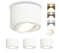 GeyouLux Dimmable and Adjustable LED Recessed Spotlight, 5W Ceiling Spots, Ø80x50mm 3000K/4000K/6500K 30° Rotation Bathroom Spot, Round White LED Ceiling Spotlight Adjustable, Aluminum, 4 pieces