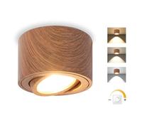 GeyouLux Dimmable LED Spotlight in Adjustable Projection, 5 W Ceiling Spotlights, Ø80 x 50 mm 3000 K/4000 K/6500 K, 30° Rotation Bathroom Spotlight, Aluminium Round Legno scuro Ceiling Light LED
