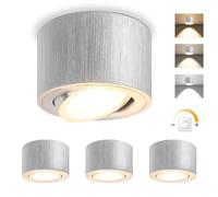 GeyouLux Dimmable LED Spotlight with Adjustable Projection, 5 W Ceiling Spotlights, Diameter 80 x 50 mm, 3000 K/4000 K/6500 K, 30° Rotation Bathroom Spotlight, Aluminium Round Aluminium Spazzolato