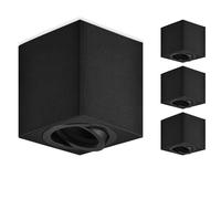 GeyouLux GU10 Surface Mounted Spotlights Black, 80x84mm Square Ceiling Spot Lights, 30° Adjustable, 230V Downlights with GU10 Holder, Aluminium Ceiling Spots, Bulbs Not Included, 4 Pack