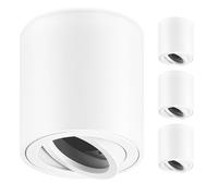GeyouLux GU10 Surface Mounted Spotlights White, Ø80x84mm Round Ceiling Spot Lights, 30° Adjustable, 230V Downlights with GU10 Holder, Aluminium Ceiling Spots, Bulbs Not Included, 4 Pack