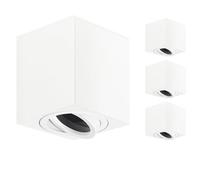 GeyouLux GU10 Surface Mounted Spotlights White, 80x84mm Square Ceiling Spot Lights, 30° Adjustable, 230V Downlights with GU10 Holder, Aluminium Ceiling Spots, Bulbs Not Included, 4 Pack