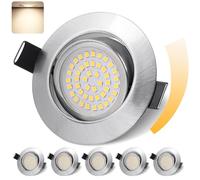 GeyouLux IP44 LED Downlights Dimmable Nickel 4000K 6 Pack