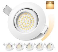 GeyouLux IP44 LED Downlights Dimmable White 3000K 6 Pack