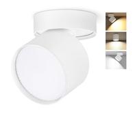 GeyouLux LED Adjustable Projection Spotlight, 7W 800LM Ø82×80mm Dimmable Ceiling Spotlights, 3000K/4000K/6500K 350° Rotation+90° LED Spotlight, Aluminium Round White Ceiling Spotlight Adjustable LED