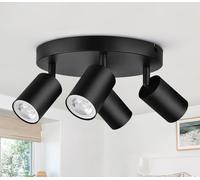 GeyouLux LED Ceiling Spotlight 4 Way, GU10 Spotlights Ceiling Lights Rotatable, Modern Black Round Ceiling Spots for Kitchen Bedroom Living Room, Bulb Not Included