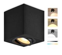 GeyouLux LED Surface Mounted Spotlight Black Dimmable, 80x84mm Square Ceiling Spot, 30° Adjustable, incl. 5W 500LM LED Module 230V, 3CCT 3000K/4000K/6500K, 1 Pack