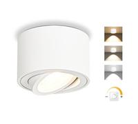 GeyouLux LED Surface-Mounted Spotlights, Dimmable, White, Extra Flat, 30° Swivel, Diameter 80 x 50 mm, Ceiling Spotlights, 5 W, 500 lm, LED Module 230 V - 3000 K/4000 K/6500 K, Surface-Mounted