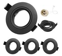 GeyouLux Pack of 4 Recessed LED Spotlights 230 V with GU10 Socket, Black Aluminium Ceiling Spotlights, Flat Round, Bathroom Spotlight 68 mm Recessed Frame for GU1O/MR16