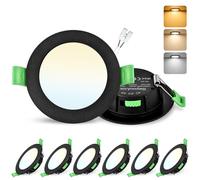 GeyouLux Recessed LED Spotlight, Hole Diameter 65-75mm 7W 700lm Recessed LED Spotlight 230V Dimmable, Extra-Flat Recessed Spotlights for Bathroom and Kitchen, Black Set of 6