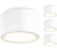 GeyouLux Set of 4 White Ceiling Spotlights, IP44 Overhead Spotlight, 6W Replaceable LED Spotlight GX53 Bulb 680LM 3000K Warm White, Aluminium Ceiling Spotlight Diameter 95 x 55 mm for Kitchen,