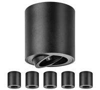 GeyouLux Surface-Mounted Spotlight GU10, 30° Pivotable Ceiling Spotlights Black, Φ80×84mm Surface-Mounted Spotlight with GU10 Socket, Surface-Mounted Light made of Aluminium, Round 230V Downlight, 6