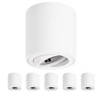 GeyouLux Surface-Mounted Spotlight GU10, 30° Swivelling Ceiling Spotlights White, Φ80×84mm Surface-Mounted Spotlight with GU10 Socket, Surface-Mounted Light made from Aluminium, Round Surface-Mounted