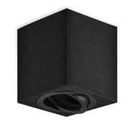 GeyouLux Swivelling surface-mounted spotlight GU10 230V, ceiling spotlights Ø80x84mm, ceiling light LED gu10 socket, downlight lamp lighting for GU10 and LED modules, Black-Square