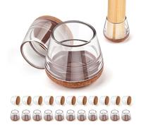 Geyrut Chair Leg Floor Protectors 24PCS (Applicable 0.8in-1.2in), Chair Leg Protectors for Hardwood Floors More Comprehensive Protection Felt Rubber Chair Leg Caps/Covers (Clear, Medium)