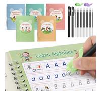Geyrut Grooved Calligraphy Practice for Kids 3-8 Years 5 Magic Notebooks with 2 Pens and 12 Refills, Reusable Book Trace Letters, Numbers Words Mathematical