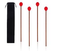 Geytetqi 2 Pair Red Marimba Mallets - Professional Marimba Mallets Set with Yarn Mallets and Birch Handle,Medium Hard Mallets, Ideal for Marimba, Xylophone, Vibraphone, Percussion Instruments