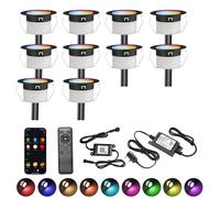 GEYUEYA Home 10 Pack Led Decking Lights RGBW Waterproof IP67 Multicolor Ø45MM 12V WiFi Function LED Deck Lights with Remote Control for Terrace/Patio/Path/Garden