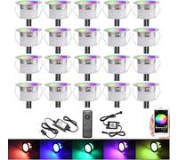 GEYUEYA Home 20 Pack Mini Recessed Decking Lights,Ø45MM RGBW Deck Light with WiFi Controller & Remote,APP/Alexa Voice Control,IP65 Waterproof for Terrace/Patio/Path/Garden/Decoration