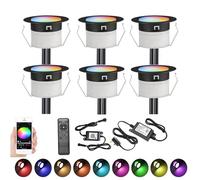 GEYUEYA Home LED Decking Lights RGBW, Ø45MM 12V Deck Light (RGB+Warm White) Led Plinth Light Kits for Terrace/Patio/Garden/Decoration-6 Packs